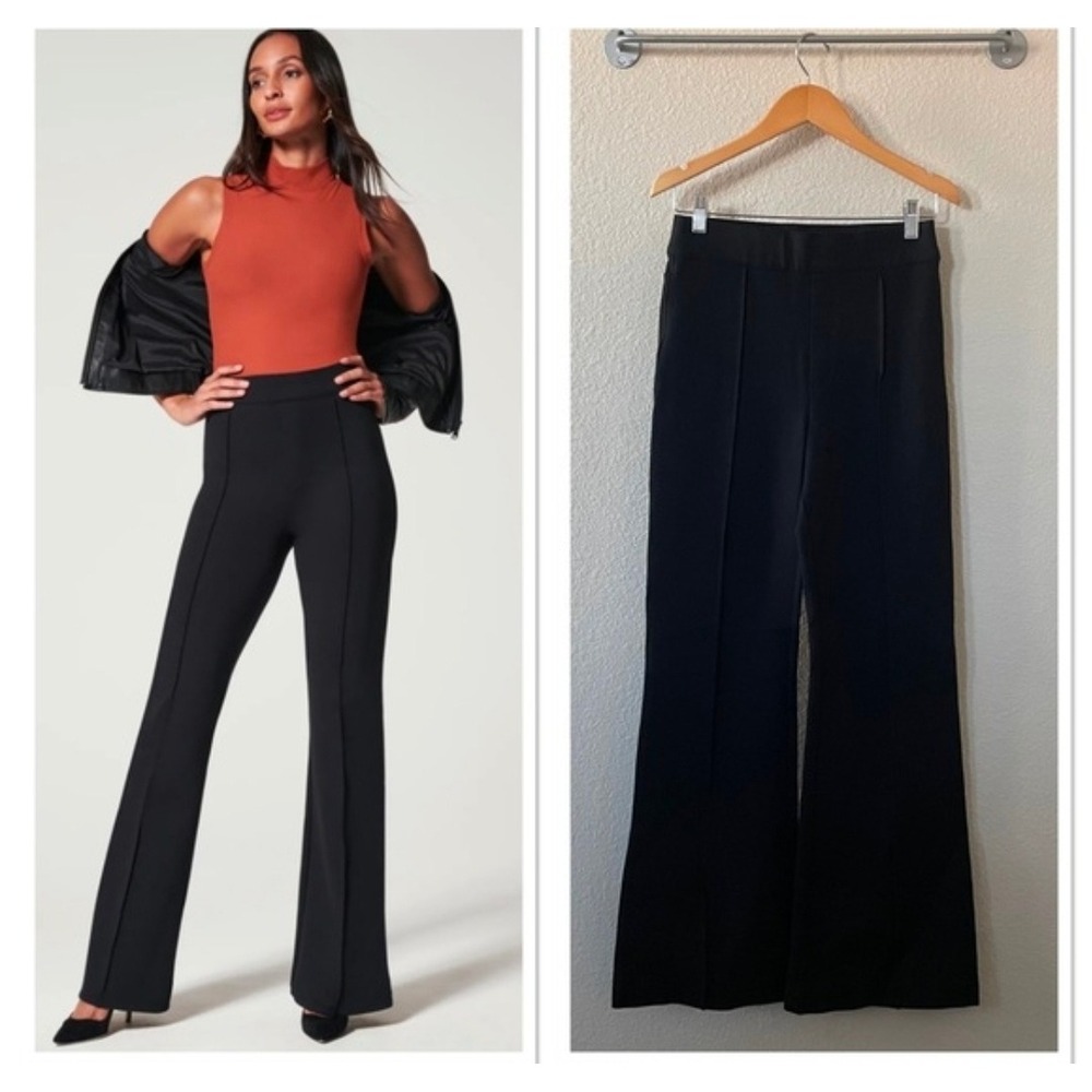 Spanx The Perfect Pant Back-Seam Flare Black High Waisted Trousers Small preppy